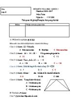 Đề kiểm tra cuối học kì I môn Toán lớp 2 (Kèm đáp án) - Năm học 2016-2017